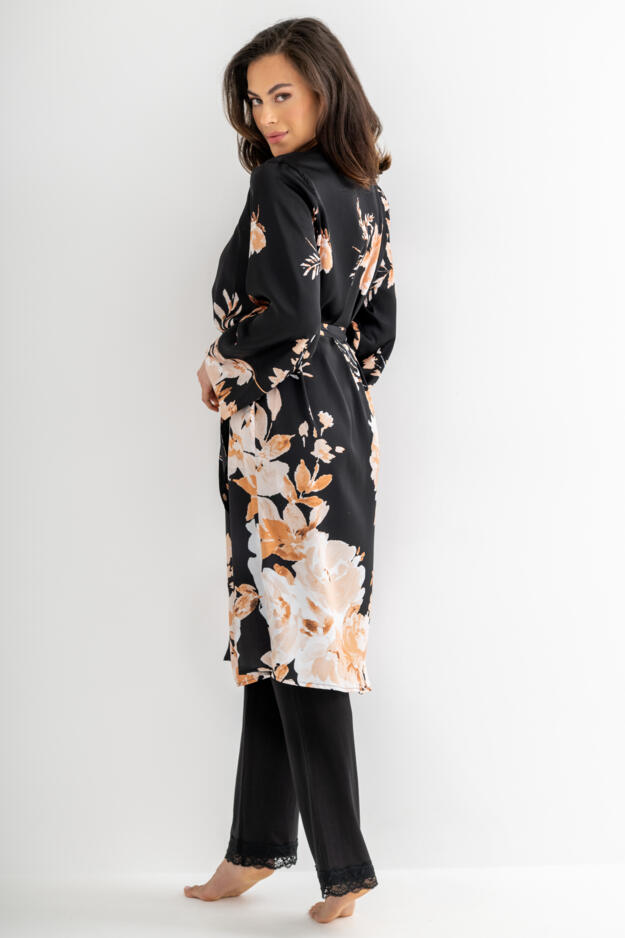 Dusk Printed Satin Midi Dressing Gown