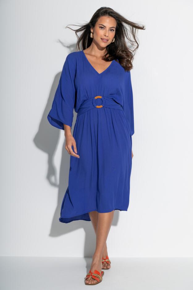Crinkle O-Ring Midi Beach Kaftan