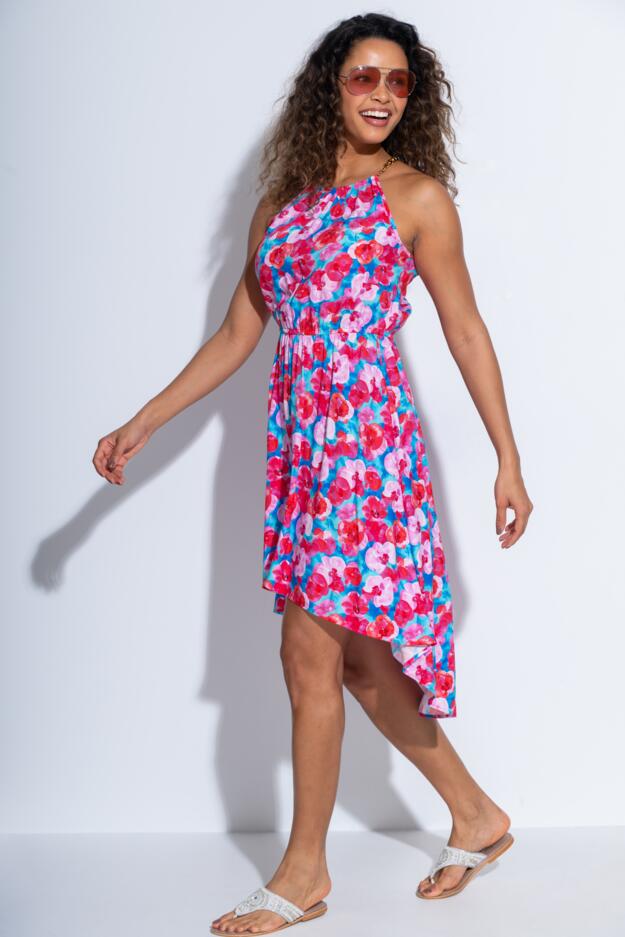 Amber Gold Chain High Neck Beach Dress