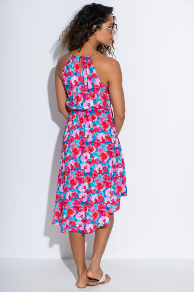 Amber Gold Chain High Neck Beach Dress