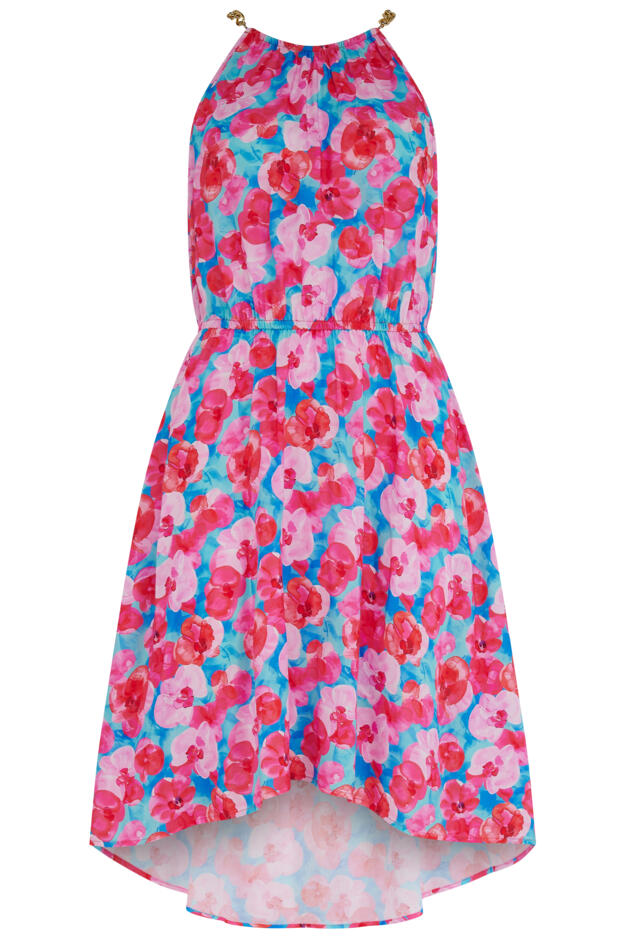 Amber Gold Chain High Neck Beach Dress