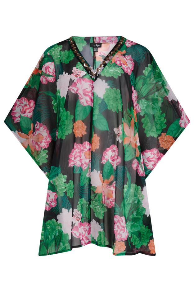 Chiffon V-Neck Embellished Kaftan 