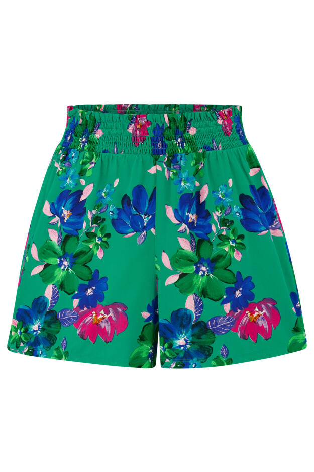 Shirred Waist Woven Beach Short