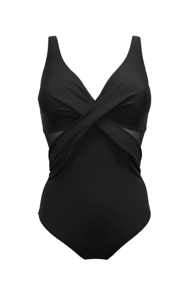 Mesh Twist Front Full Control Non-Wired Swimsuit 
