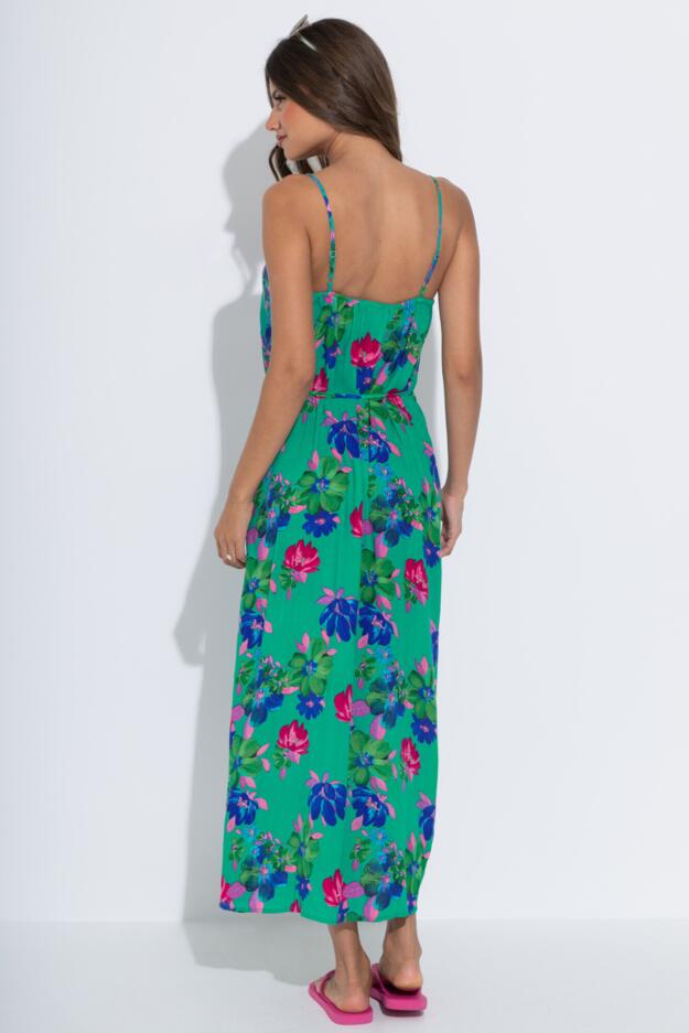 Melanie Sheer Viscose Tie Belt Maxi Beach Dress
