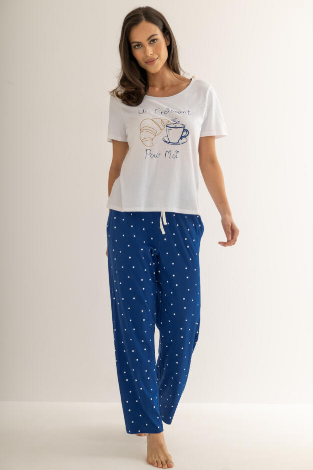 Cotton Jersey Croissant Trouser Pyjama Set