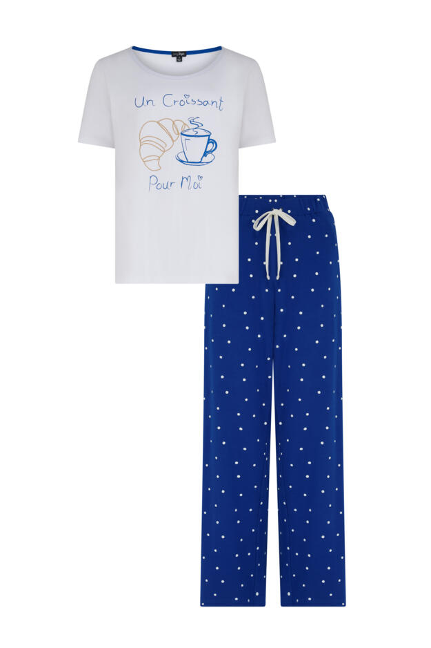 Cotton Jersey Croissant Trouser Pyjama Set