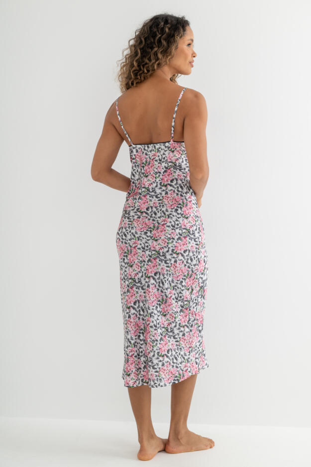 Dusk Satin and Lace Midi Chemise