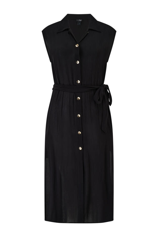 Sleeveless Crinkle Maxi Beach Shirt Dress