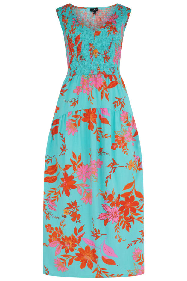 Darcie V Neck Shirred Bodice Midi Dress