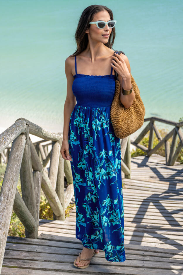 Emma Strapless Shirred Bodice Maxi Beach Dress