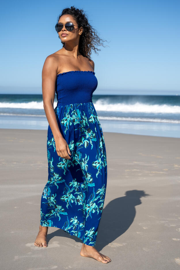 Emma Strapless Shirred Bodice Maxi Beach Dress