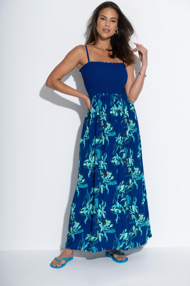 Emma Strapless Shirred Bodice Maxi Beach Dress