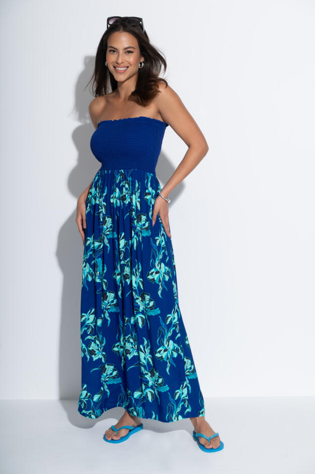 Emma Strapless Shirred Bodice Maxi Beach Dress