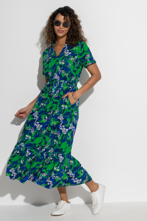 Cotton Slub Midi Shirt Dress