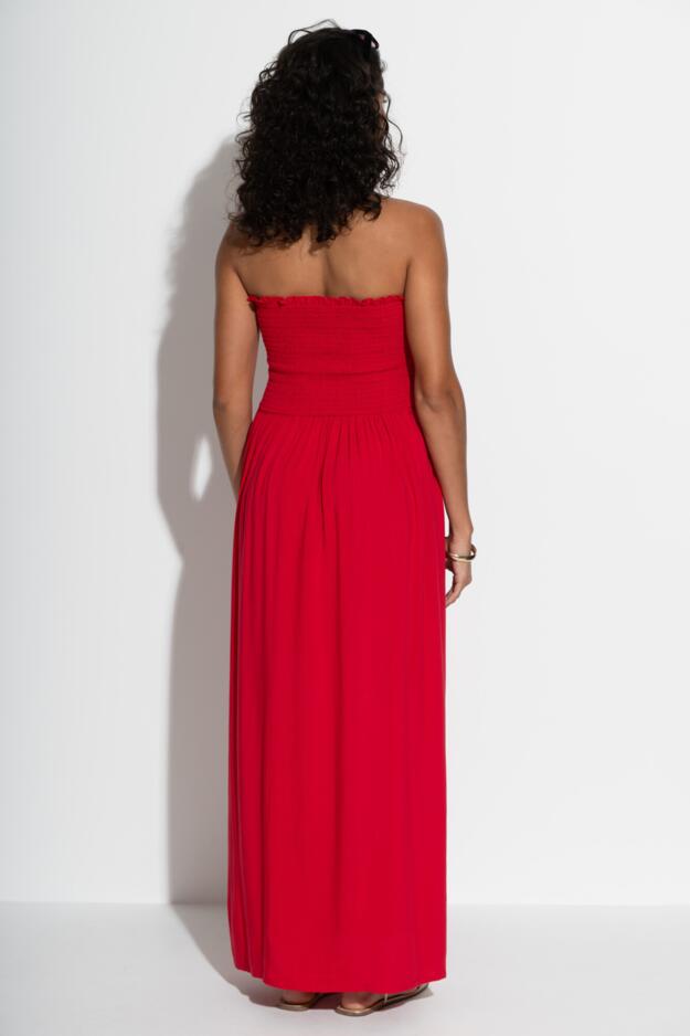 Emma Strapless Shirred Bodice Maxi Beach Dress