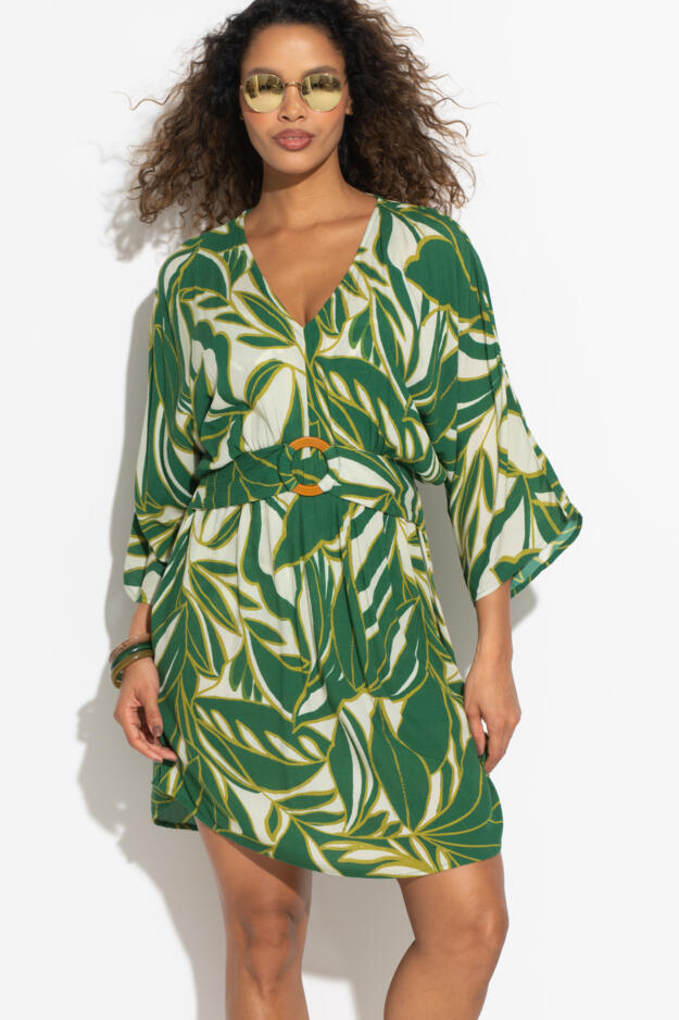 Crinkle O-Ring Woven Beach Kaftan