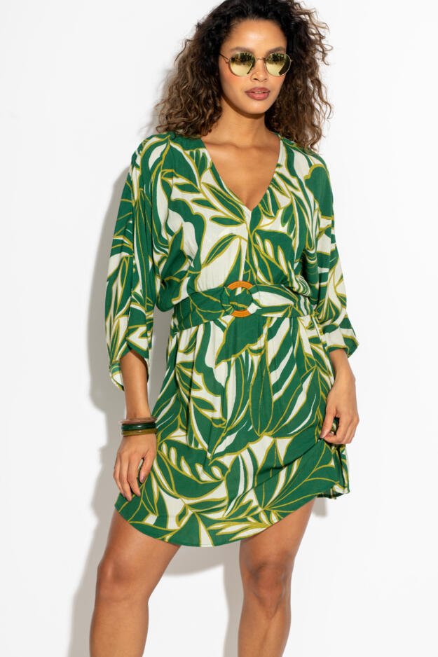Crinkle O-Ring Woven Beach Kaftan