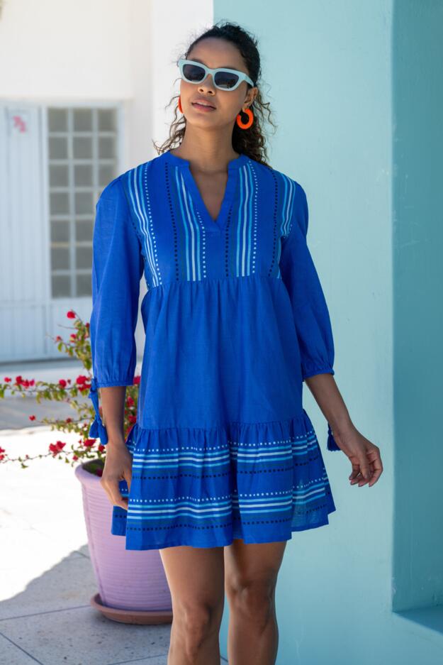 Linen Blend Beach Kaftan Dress