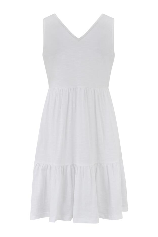Crochet Bodice Cotton Slub Short Dress