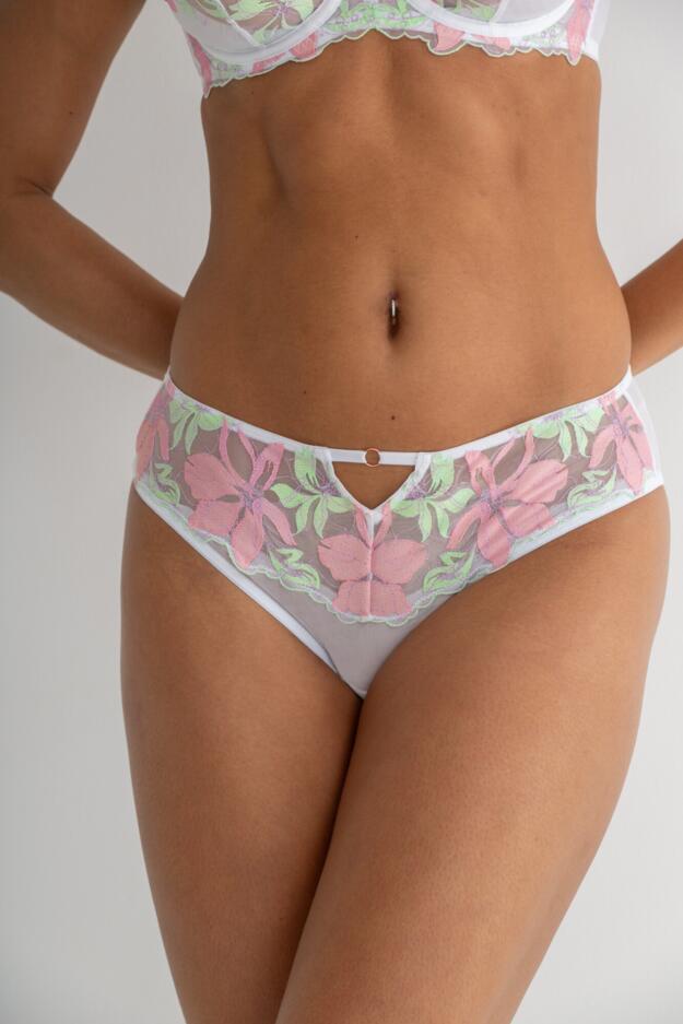 Roxanne Embroidered High Leg Mesh Brief