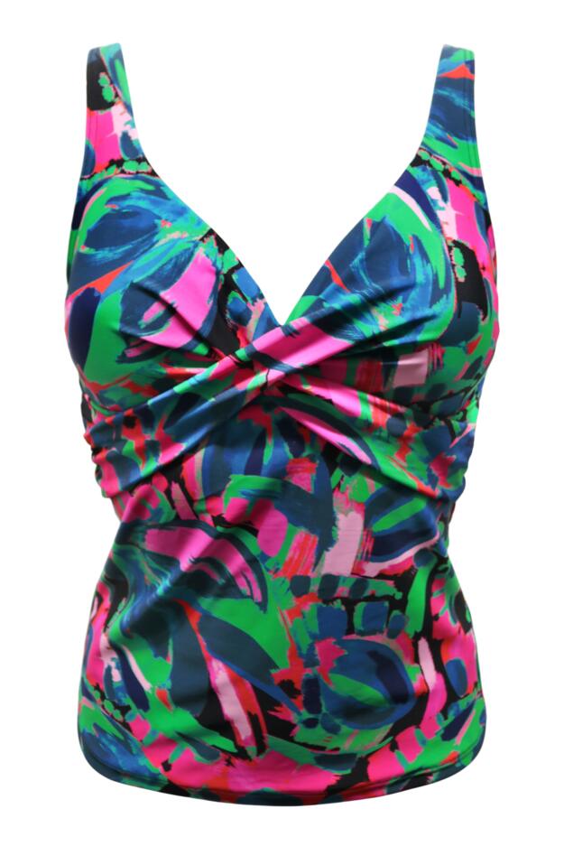Heatwave Twist Front Ruched Tummy Control Tankini Top
