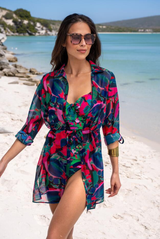 Chiffon Button Through Beach Shirt