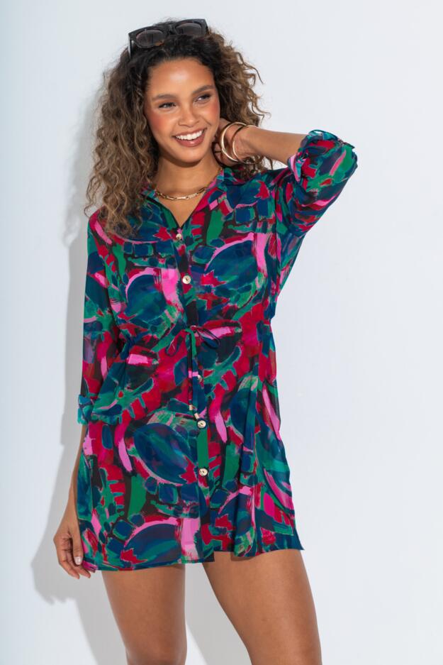Chiffon Button Through Beach Shirt