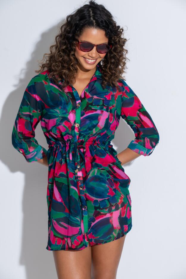 Chiffon Button Through Beach Shirt