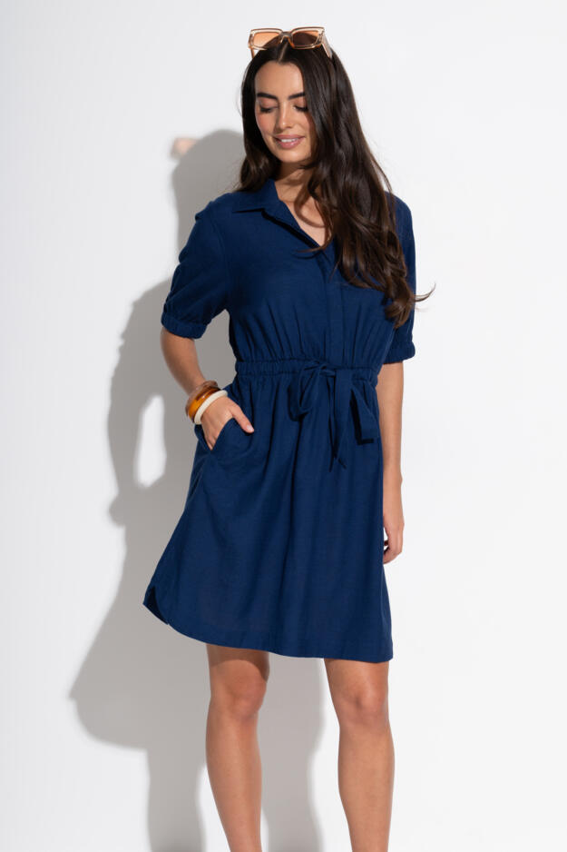 Blair Half Placket Channel Waist Shirt Dress