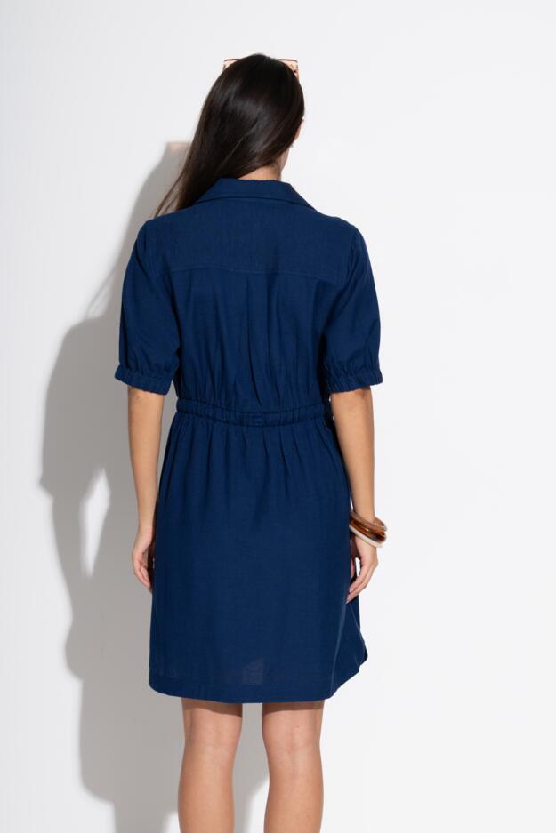 Blair Half Placket Channel Waist Shirt Dress