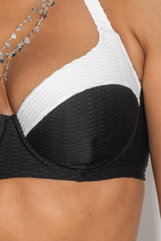 Acapulco Textured Halterneck Underwired Padded Bikini Top 