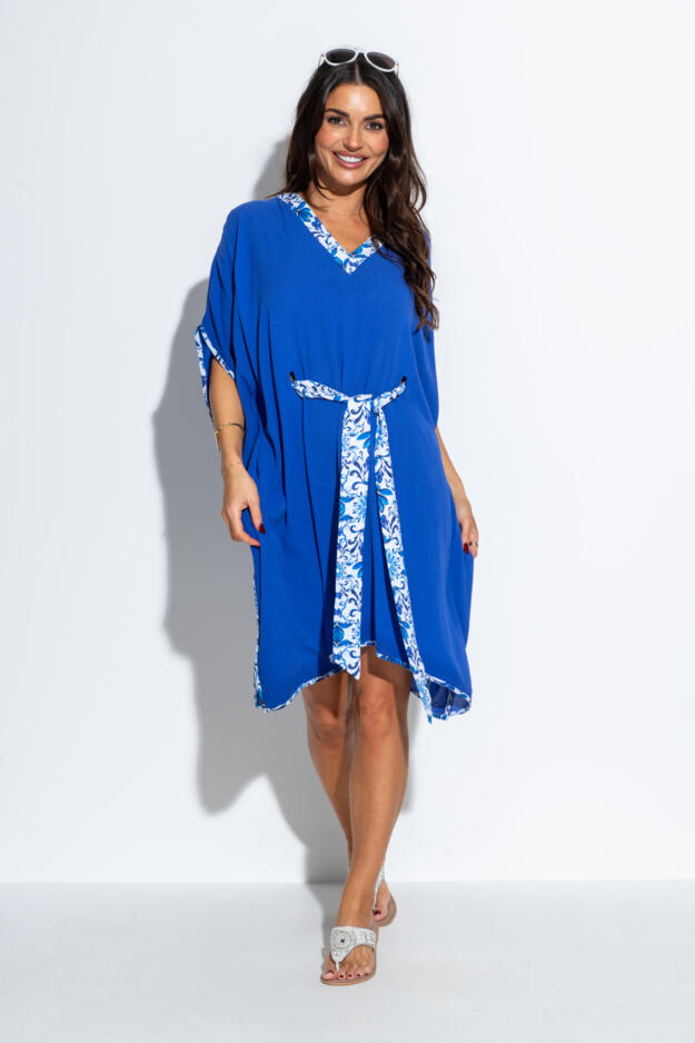 Printed Belt Crinkle Kaftan