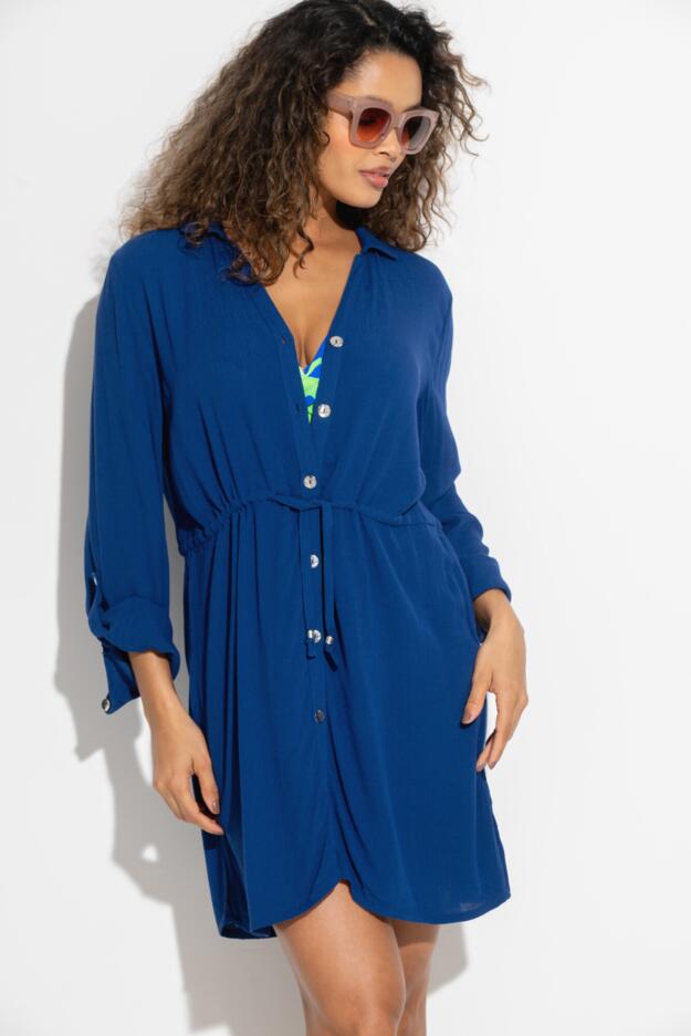Crinkle Long Sleeve Beach Shirt