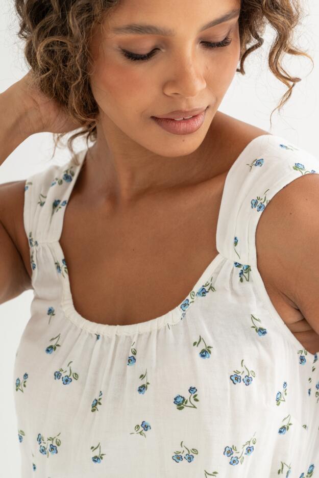 Woven Double Cloth Square Neck Chemise