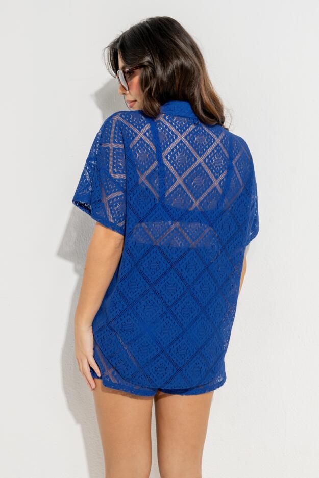 Free Spirit Crochet Co-Ord Shirt & Short Set