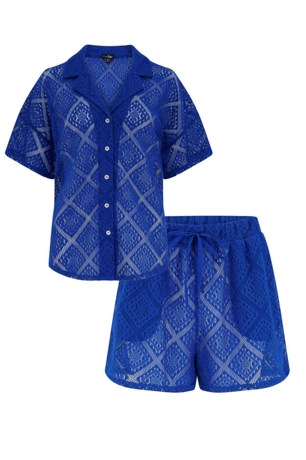 Free Spirit Crochet Co-Ord Shirt & Short Set