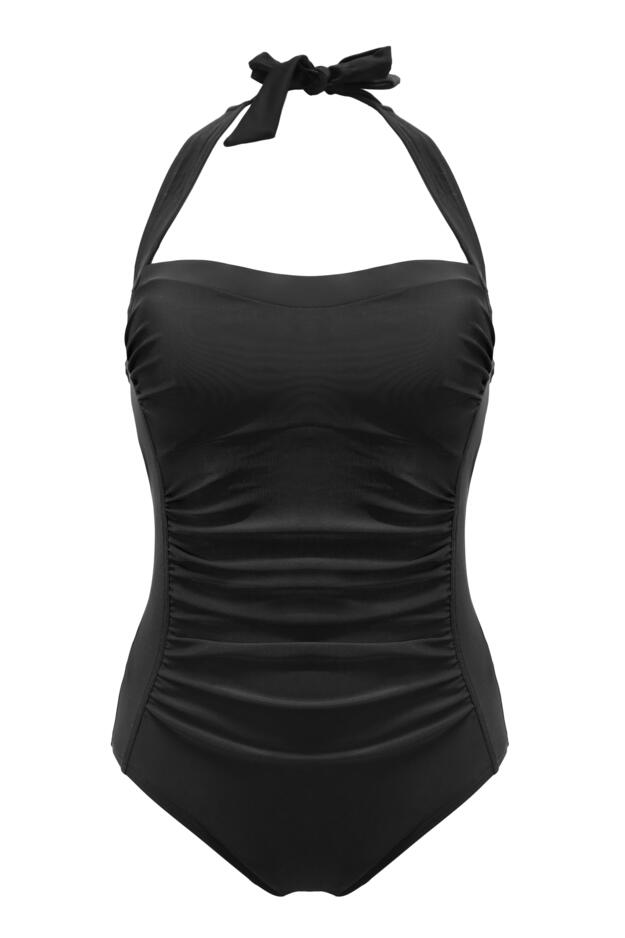 Ruched Halter Tummy Control Swimsuit 