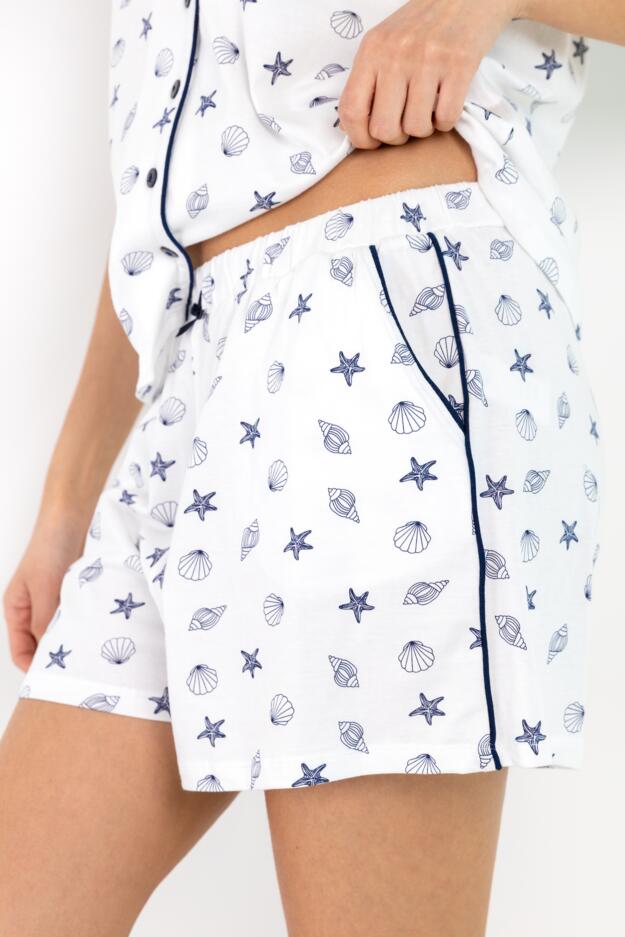 Cotton Jersey Printed Revere Collar Short Pyjama Set