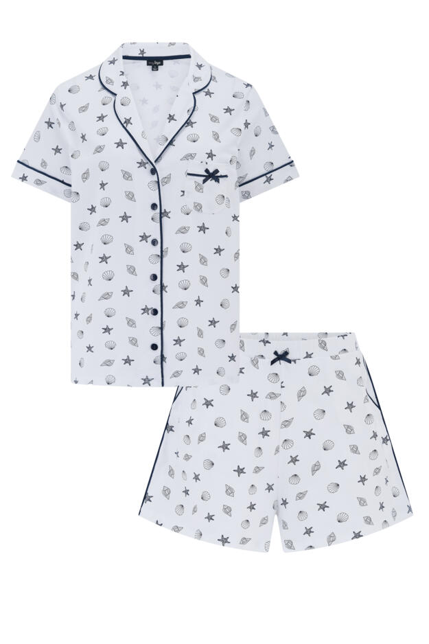 Cotton Jersey Printed Revere Collar Short Pyjama Set