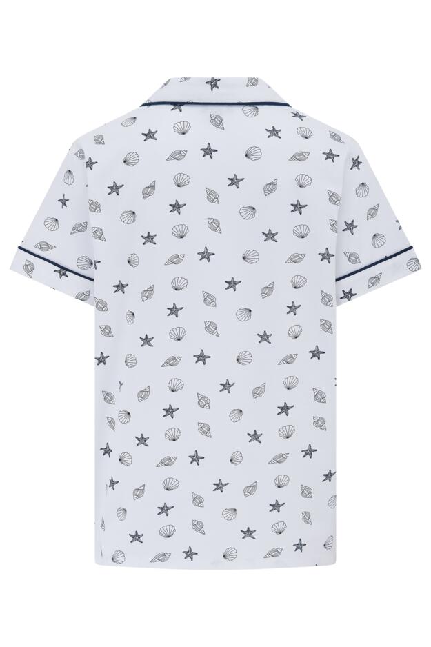 Cotton Jersey Printed Revere Collar Short Pyjama Set