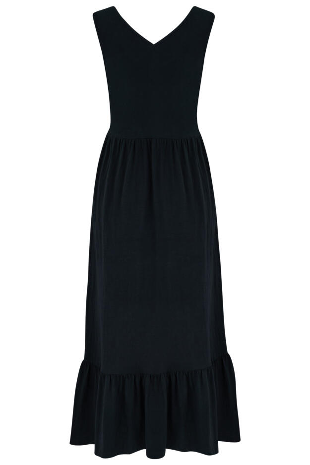 Crochet Bodice Cotton Slub Midi Dress