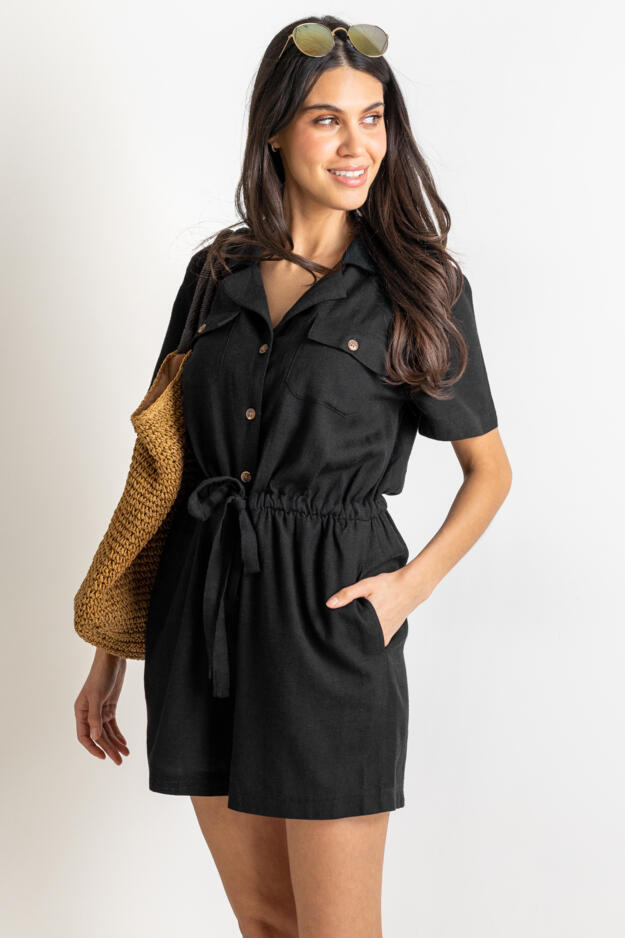 Paige Textured Woven Utility Playsuit