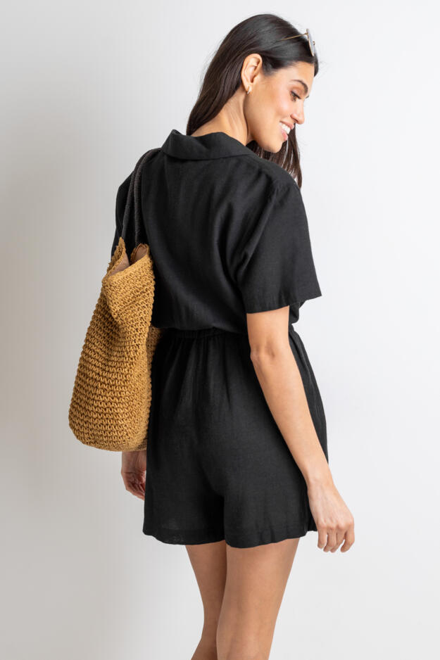 Paige Textured Woven Utility Playsuit