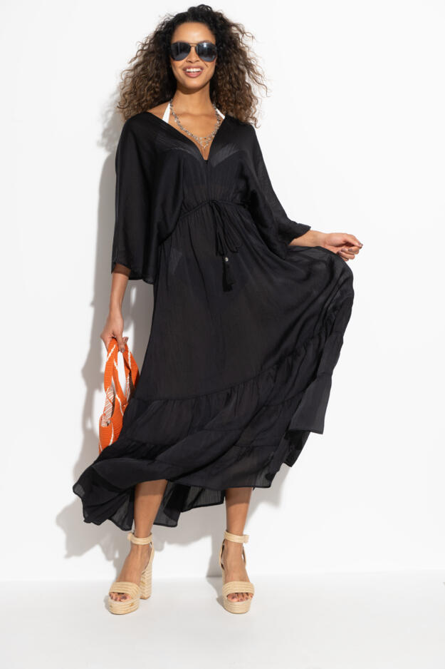 Tassel Trim Tiered Maxi Kaftan