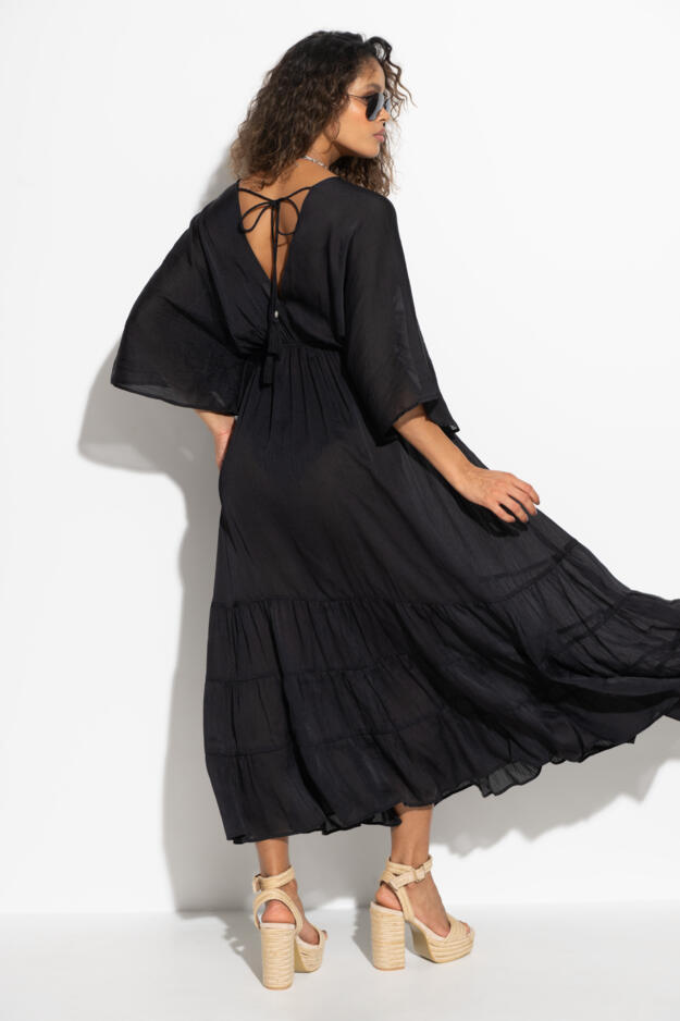 Tassel Trim Tiered Maxi Kaftan