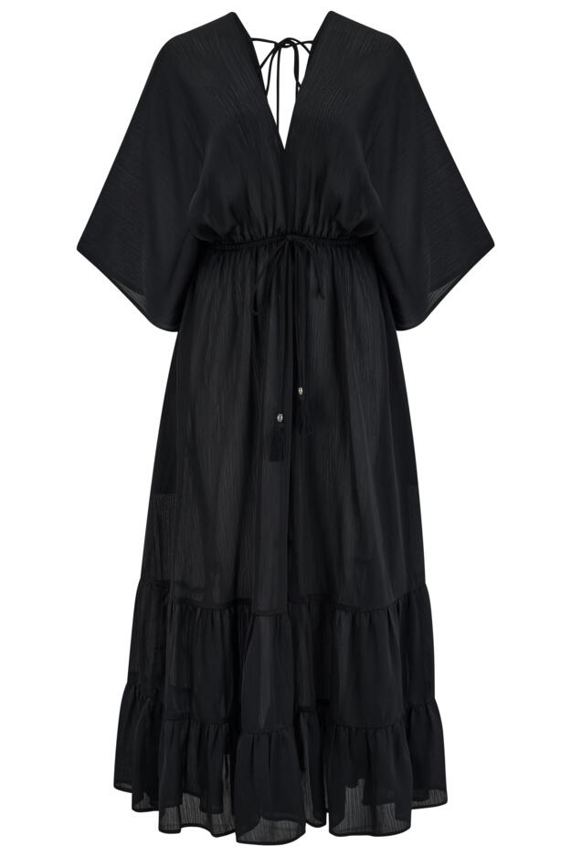 Tassel Trim Tiered Maxi Kaftan