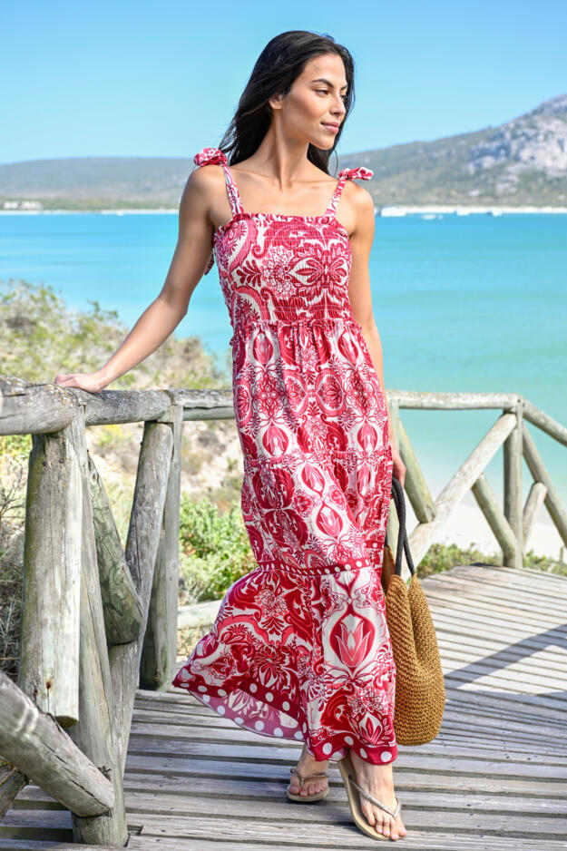 Hallie Tie Strap Tiered Maxi Dress