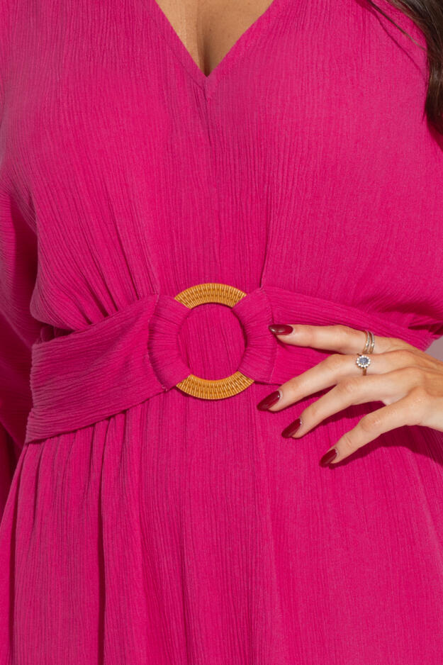 Crinkle O-Ring Woven Beach Kaftan
