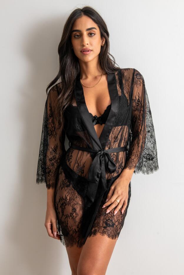 For Your Eyes Only Lace Dressing Gown